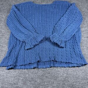 Suzanne Betro Blue Cable Knit Textured Long Sleeve Sweater Plus‎ Size 3X